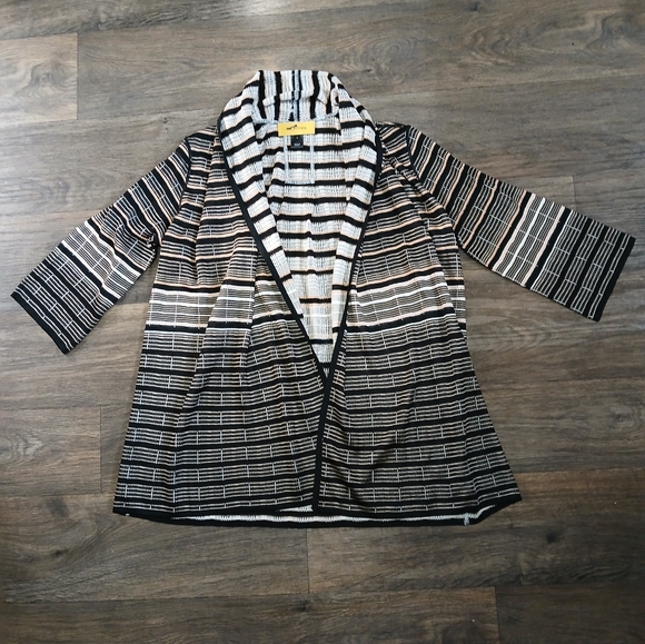 St. John Sweaters - St. John Striped Open Front Cardigan.